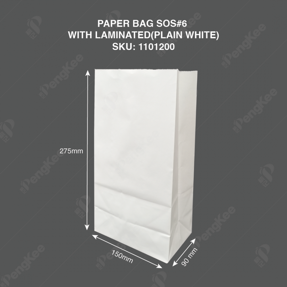 PAPER BAG SOS#6 WITH LAMINATED (PLAIN WHITE)