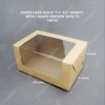 PAPER CAKE BOX 6" X 4" X 3" (KRAFT) WITH L SHAPE WINDOW (50'S) TS