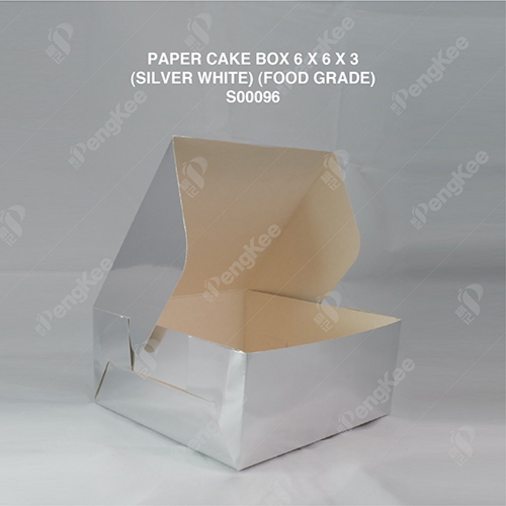 PAPER CAKE BOX 6 X 6 X 3 (SILVER WHITE) (food grade) (100'SPKT) (300'SBDL)