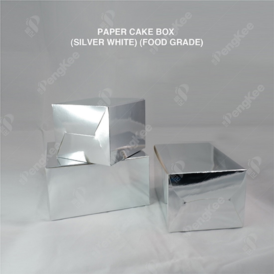 PAPER CAKE BOX (SILVER WHITE) (FOOD GRADE) 