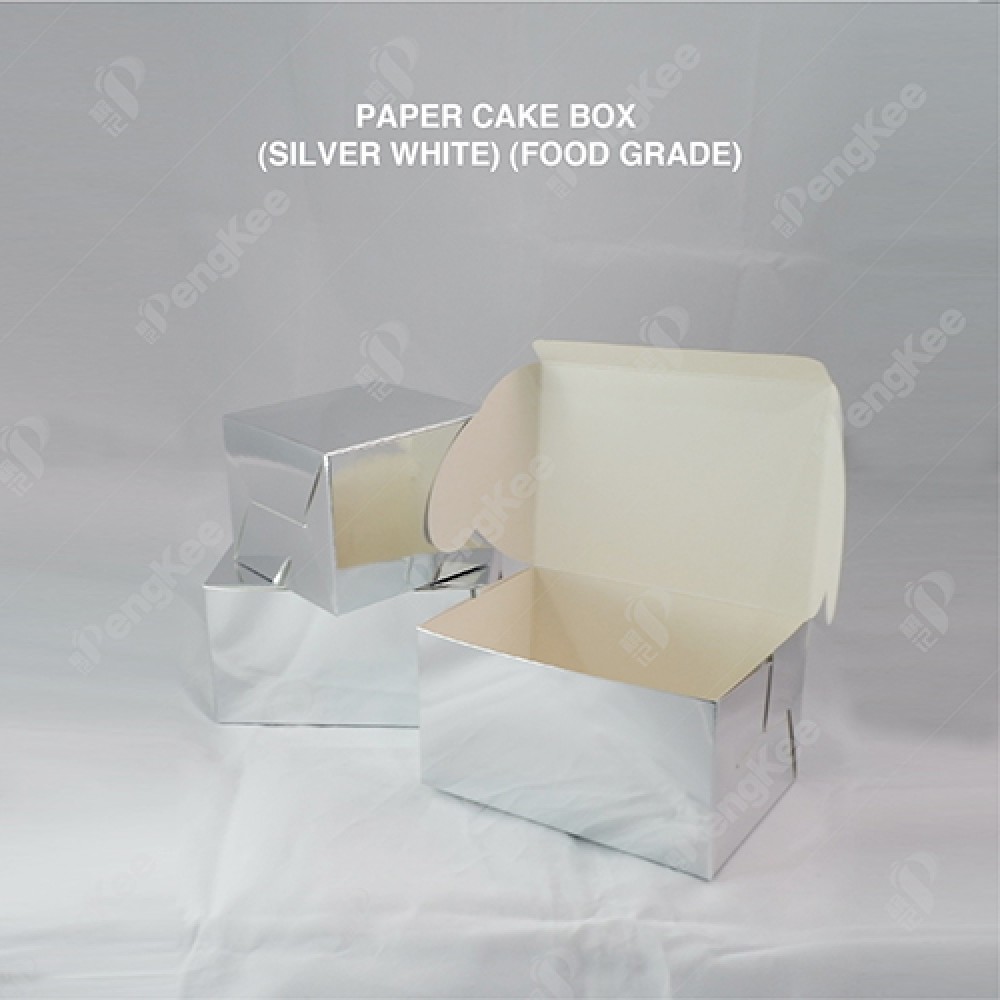 PAPER CAKE BOX (SILVER WHITE) (FOOD GRADE) 