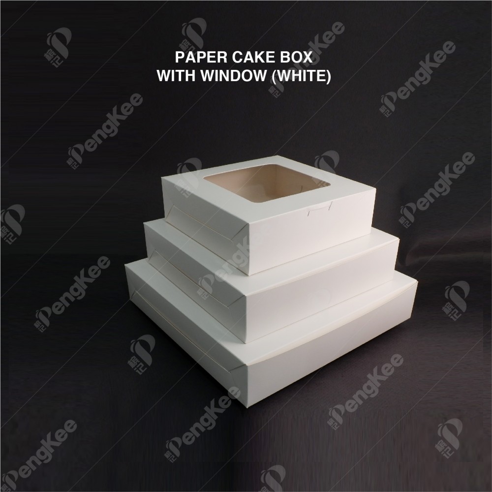 PAPER CAKE BOX WITH WINDOW (WHITE)