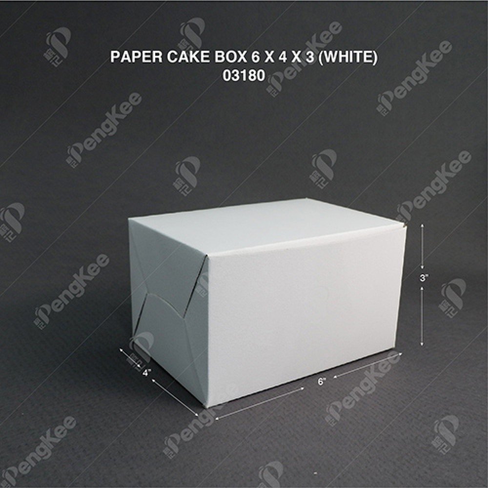 PAPER CAKE BOX 6 X 4 X 3 (WHITE) (100'S X 5PKT (500'SCTN) 