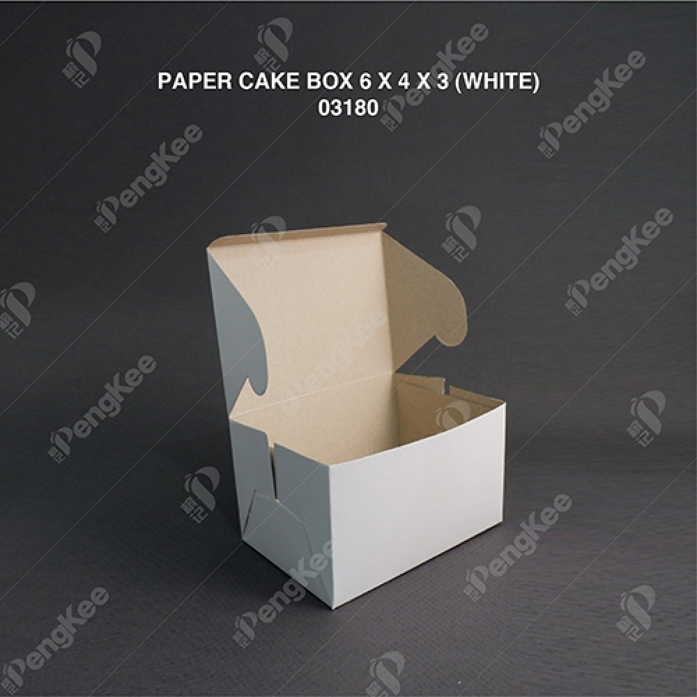 PAPER CAKE BOX 6 X 4 X 3 (WHITE) (100'S X 5PKT (500'SCTN) 