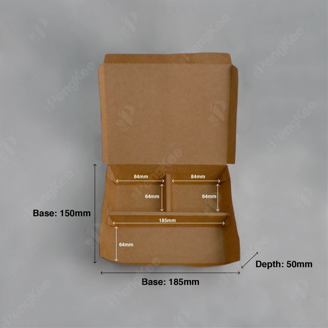 3 COMPARTMENT KRAFT PAPER  LUNCH BOX