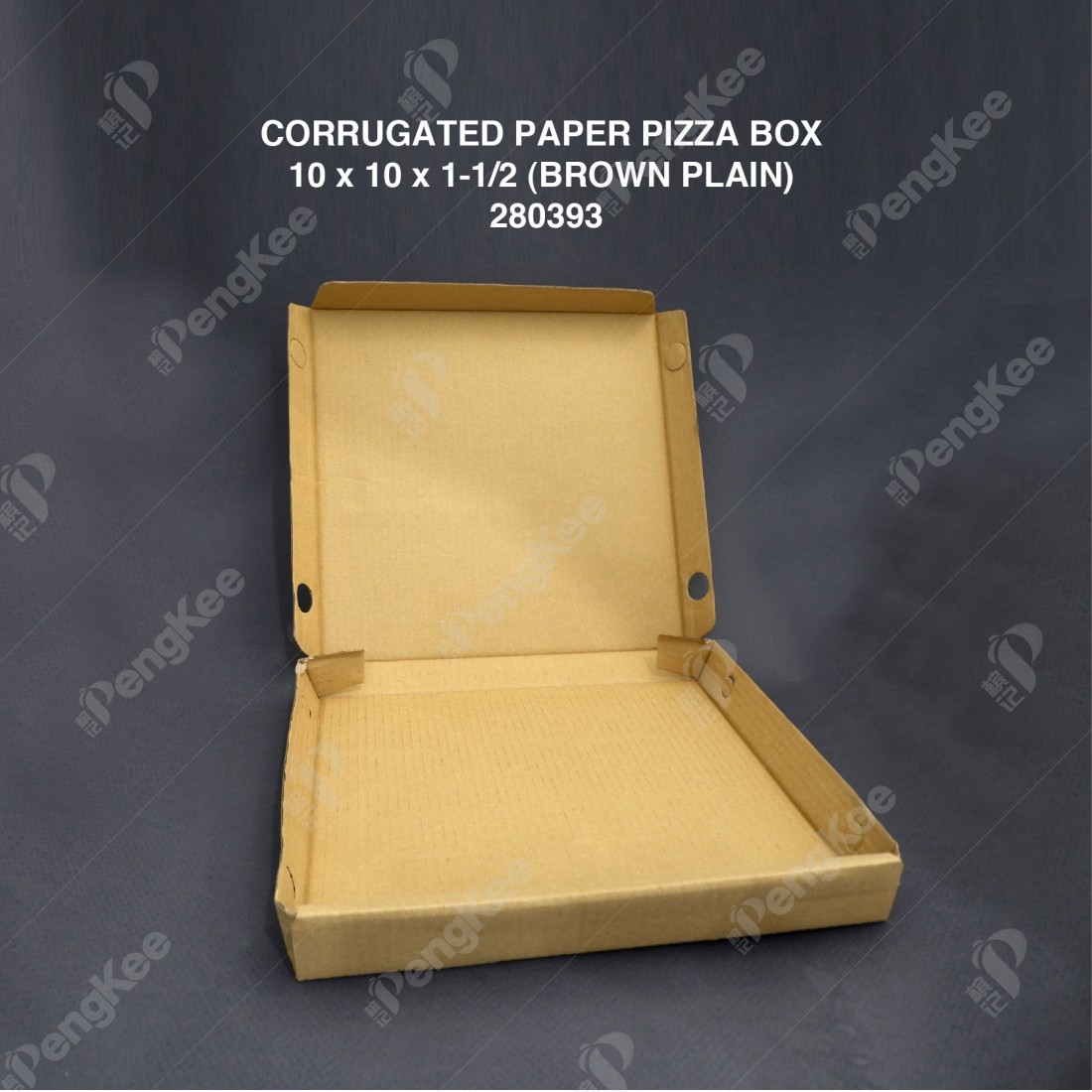 CORRUGATED PAPER PIZZA BOX 10" x 10" x 1-1/2" (BROWN PLAIN) (50'S/PKT)