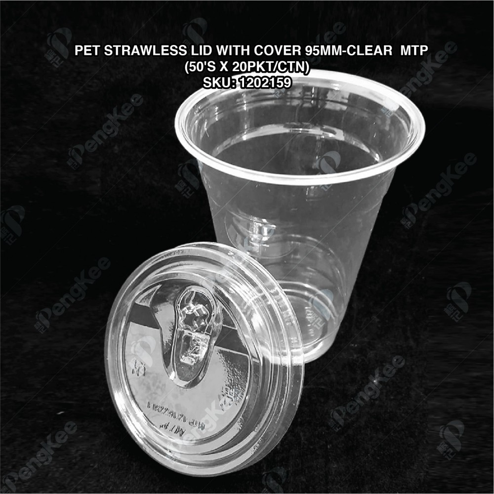 PET STRAWLESS LID WITH COVER 95MM-CLEAR (50'S X 20PKT/CTN) MTP