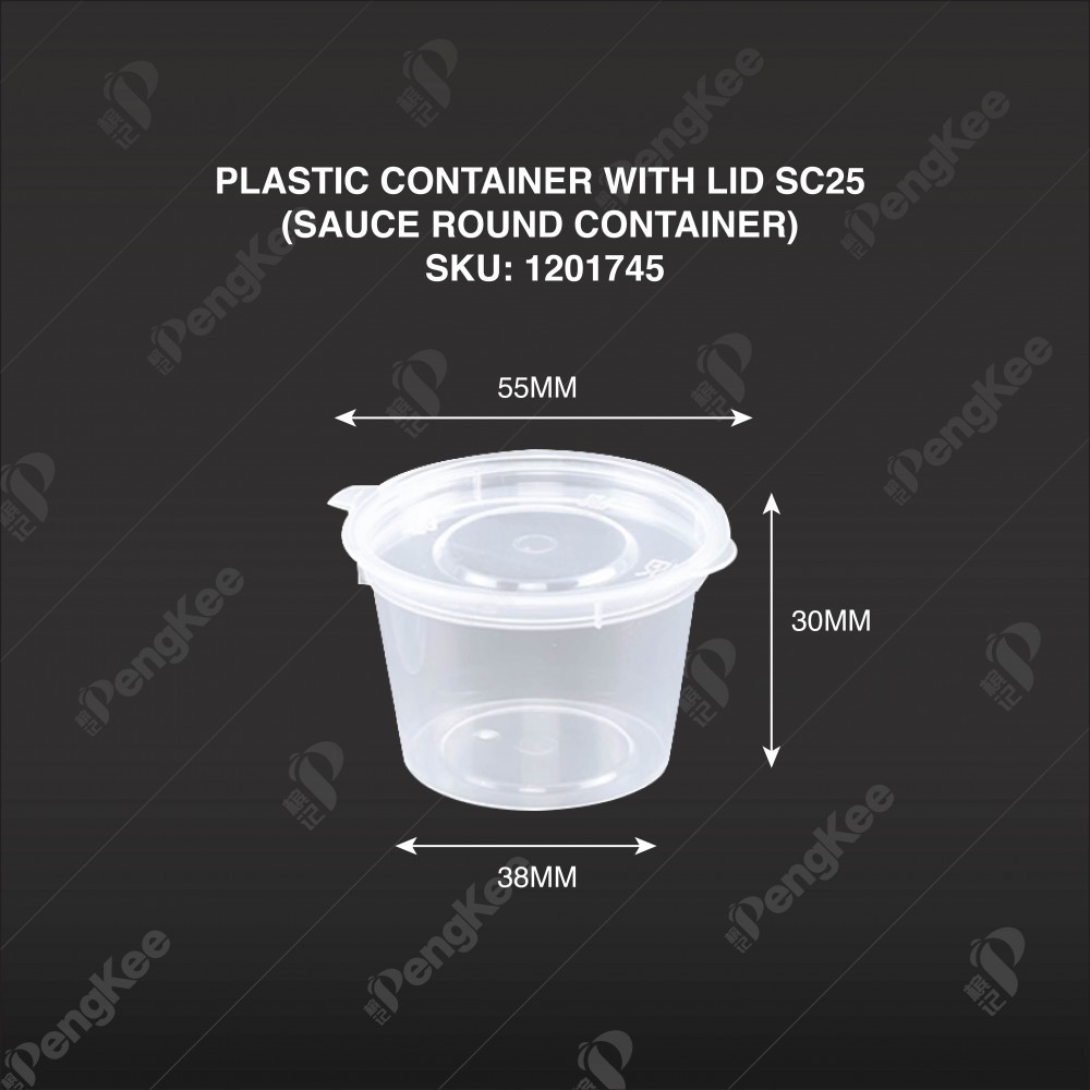 PLASTIC CONTAINER WITH LID SC25 (SAUCE ROUND CONTAINER)