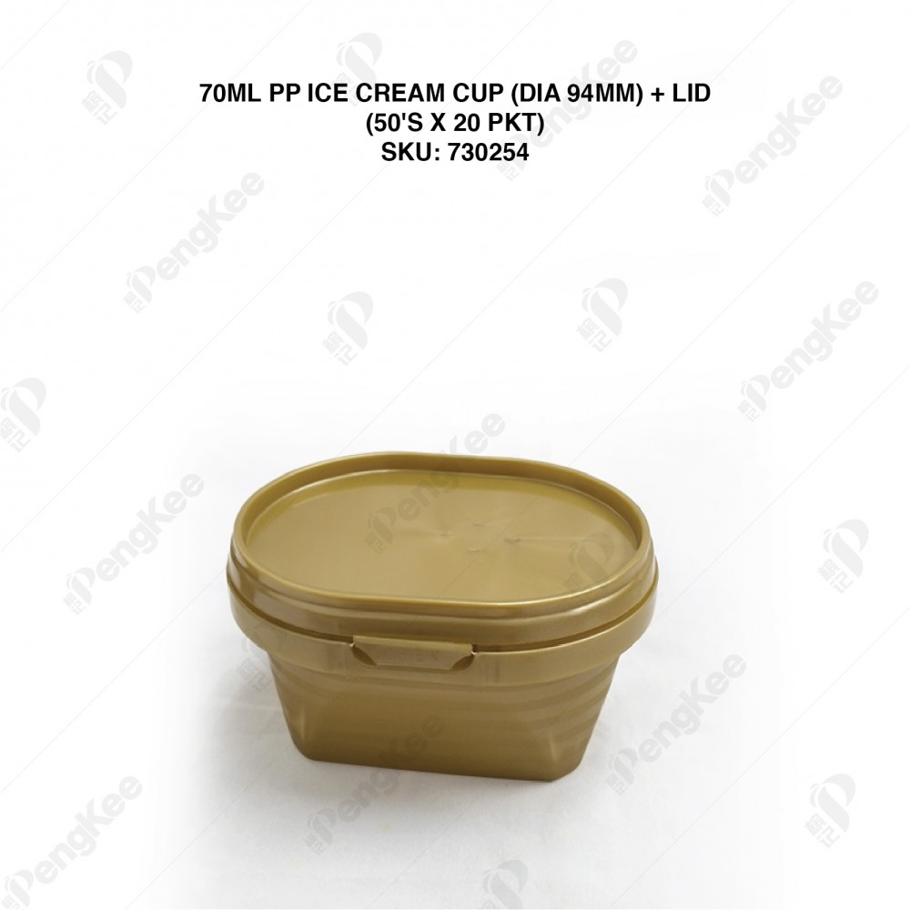 70ML PP ICE CREAM CUP (DIA 94MM) + LID (50'S X 20 PKT)