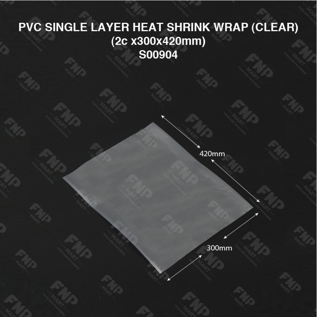 PVC SINGLE LAYER HEAT SHRINK WRAP (CLEAR) (2c x300x420mm) (CM) (100'S/PKT)