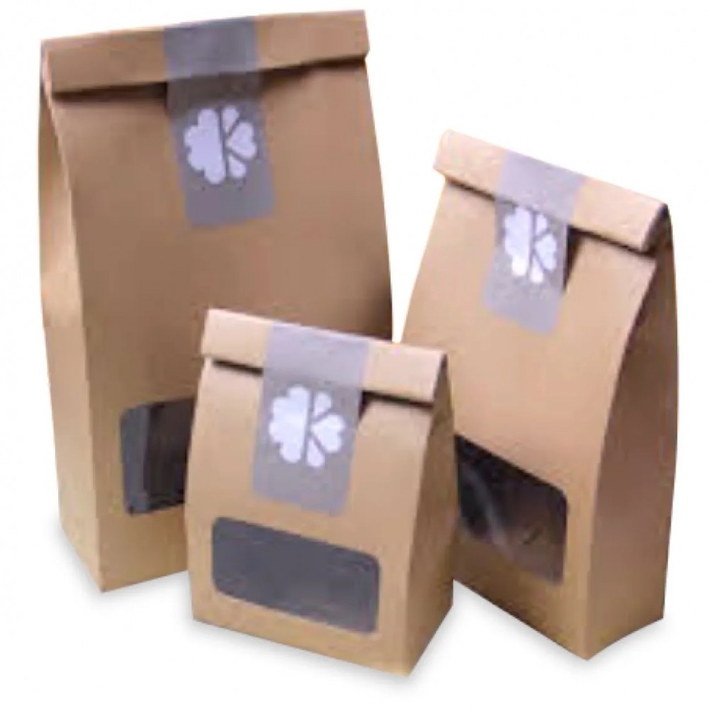 PAPER BAG BROWN W/WINDOW MB25-120-235 开窗透明膜纸袋 (褐色) 