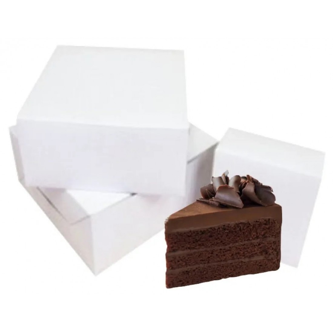 PAPER CAKE BOX 7" X 7" X 3" (WHITE) (100'S)