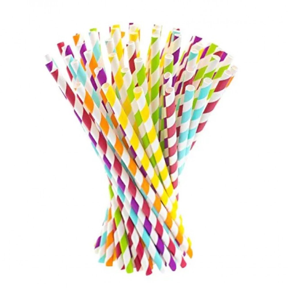 CREATIVE ART MIXED COLOR DISPOSABLE PAPER STRAWS 6MM X 197MM (100'S+-)
