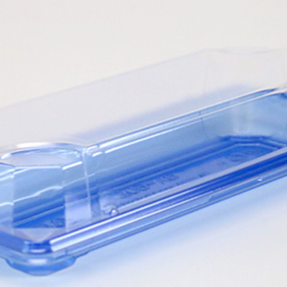 SA 502 BASE TRAY + PET LID ( TRANSPARENT BLUE ) ( 222 X 90 X 20MM ) ( 50pcs x 16pkt /CTN ) HIRO