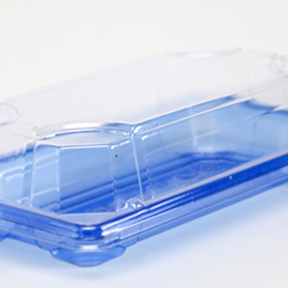 SA 501 BASE TRAY + PET LID ( TRANSPARENT BLUE ) ( 165 X 90 X 20MM ) ( 50pcs x 16pkt /CTN ) HIRO