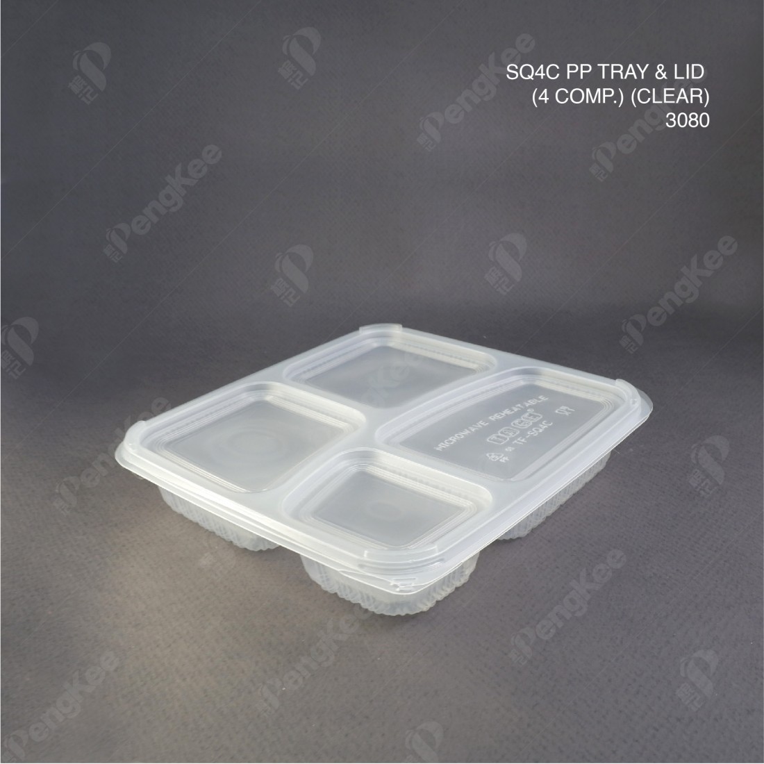 SQ4C PP TRAY & LID (4 COMP.) (CLEAR)