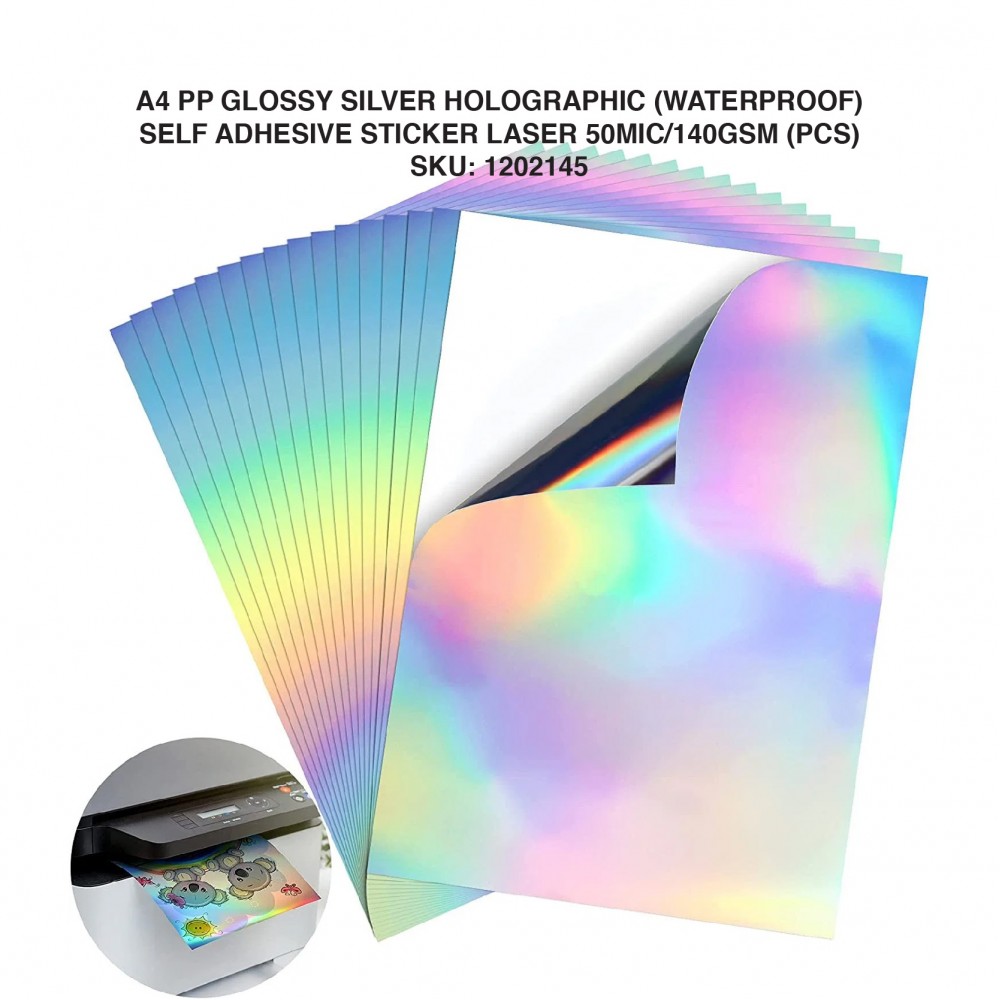 A4 PP Glossy Silver Holographic for Inkjet Printer (10 PCS)