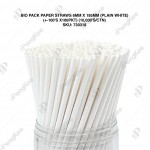 BIO PACK PAPER STRAWS 6MM X 195MM (100'S/PKT) (PLAIN WHITE)