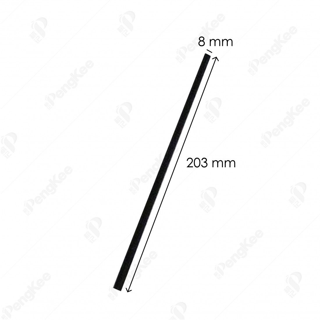 8" (8MM) STRAIGHT STRAW (BLACK) (+-250'S) (24PKT/CTN)