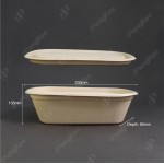 W303 1000ML SUGARCANE  UNBLEACHED OVAL LUNCH BOX WITH LID