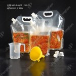 5L TRANSPARENT SUCTION DRINKS BAG OBLIQUE MOUTH LIQUIID DRINK POUCH STAND UP with HANDLE (CM) (31*32CM) (手提吸嘴自立袋）