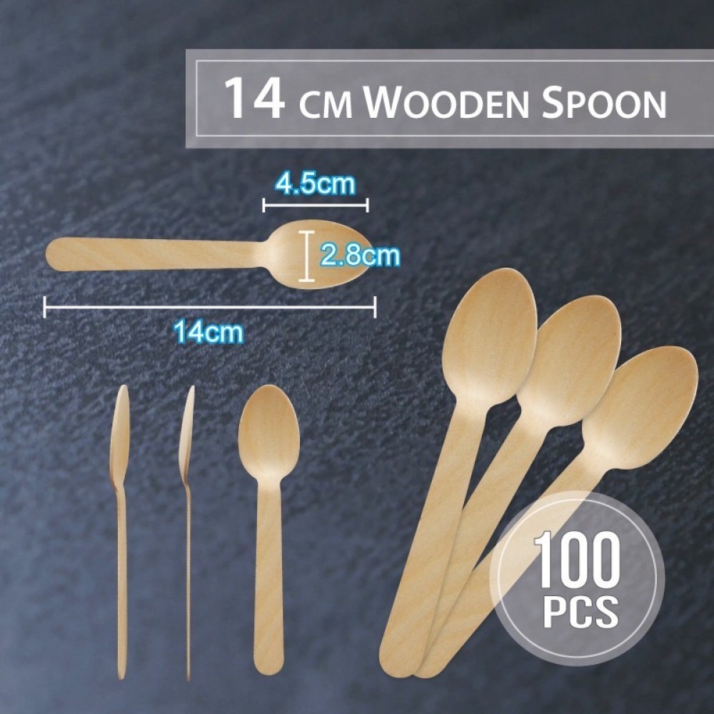 14CM WOODEN SPOON (100'S X 50PKT (5000'S)/CTN