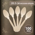 DS1130 205MM WOODEN SPOON WITH ELEGANT HANDLE 桦木复古加劲餐匙 205*40*2mm (100'S X 10PKT/CTN)
