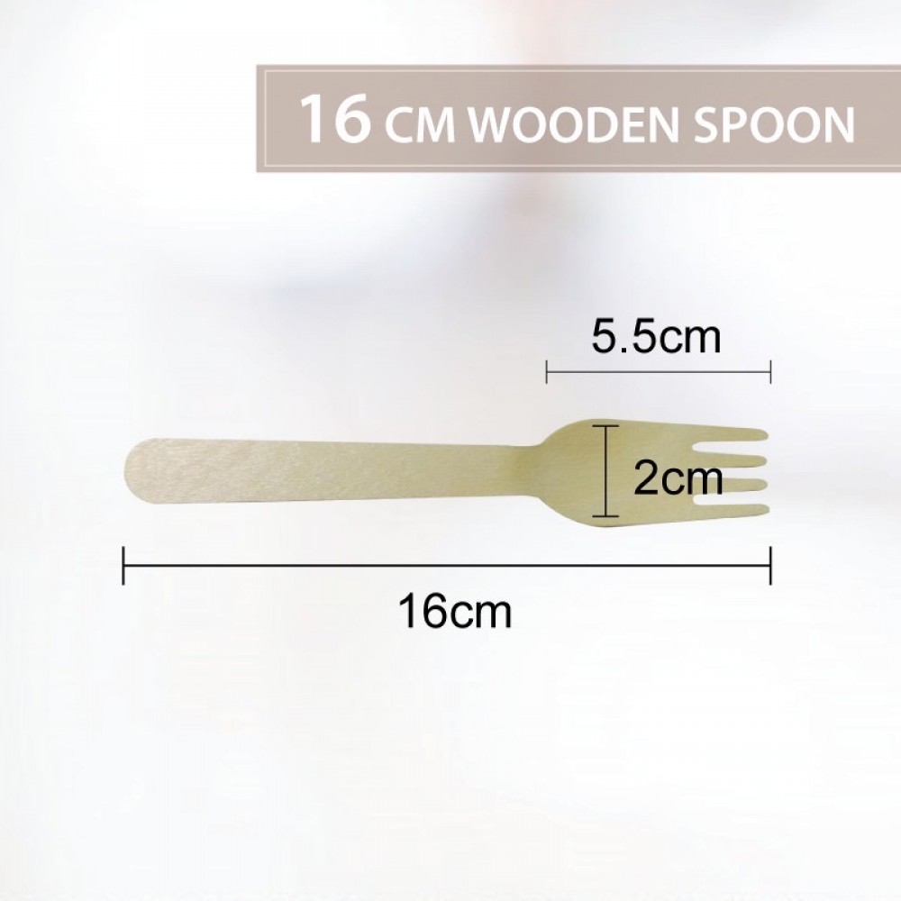 DS 16CM DISPOSABLE WOODEN CUTLERY 100'S