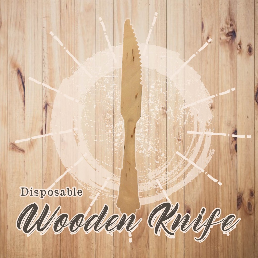 DS1128 205MM WOODEN KNIFE WITH ELEGANT HANDLE 桦木复古加劲餐刀 205*20*2mm (100'S X 10PKT/CTN)