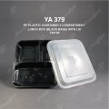 PP PLASTIC CONTAINER 3 COMPARTMENT LUNCH BOX (BLACK BASE) WITH LID YA379 (CM) PP PLASTIC CONTAINER 3 COMPARTMENT LUNCH BOX (BLACK BASE) WITH LID YA379 (CM)