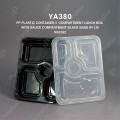 YA380 PP PLASTIC CONTAINER 3 COMPARTMENT LUNCH BOX WITH SAUCE COMPARTMENT (BLACK BASE) WITH LID YA380 PP PLASTIC CONTAINER 3 COMPARTMENT LUNCH BOX WITH SAUCE COMPARTMENT (BLACK BASE) WITH LID