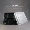 PP PLASTIC CONTAINER 4 COMPARTMENT LUNCH BOX (BLACK BASE) WITH LID YA495 PP PLASTIC CONTAINER 4 COMPARTMENT LUNCH BOX (BLACK BASE) WITH LID YA495