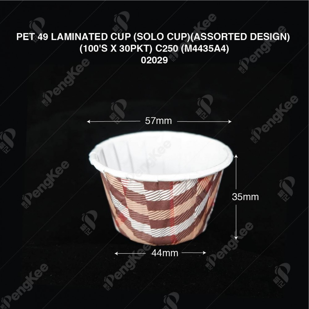 PET 49 LAMINATED CUP (SOLO CUP)(ASSORTED DESIGN) (100'S X 30PKT) - C250 (M/4435/A4)
