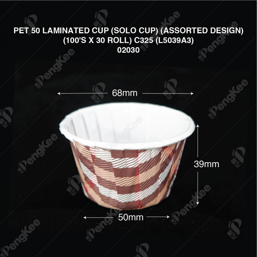 PET 50 LAMINATED CUP (SOLO CUP) (ASSORTED DESIGN) (100'S X 30 ROLL) - C325 (L/5039/A3)