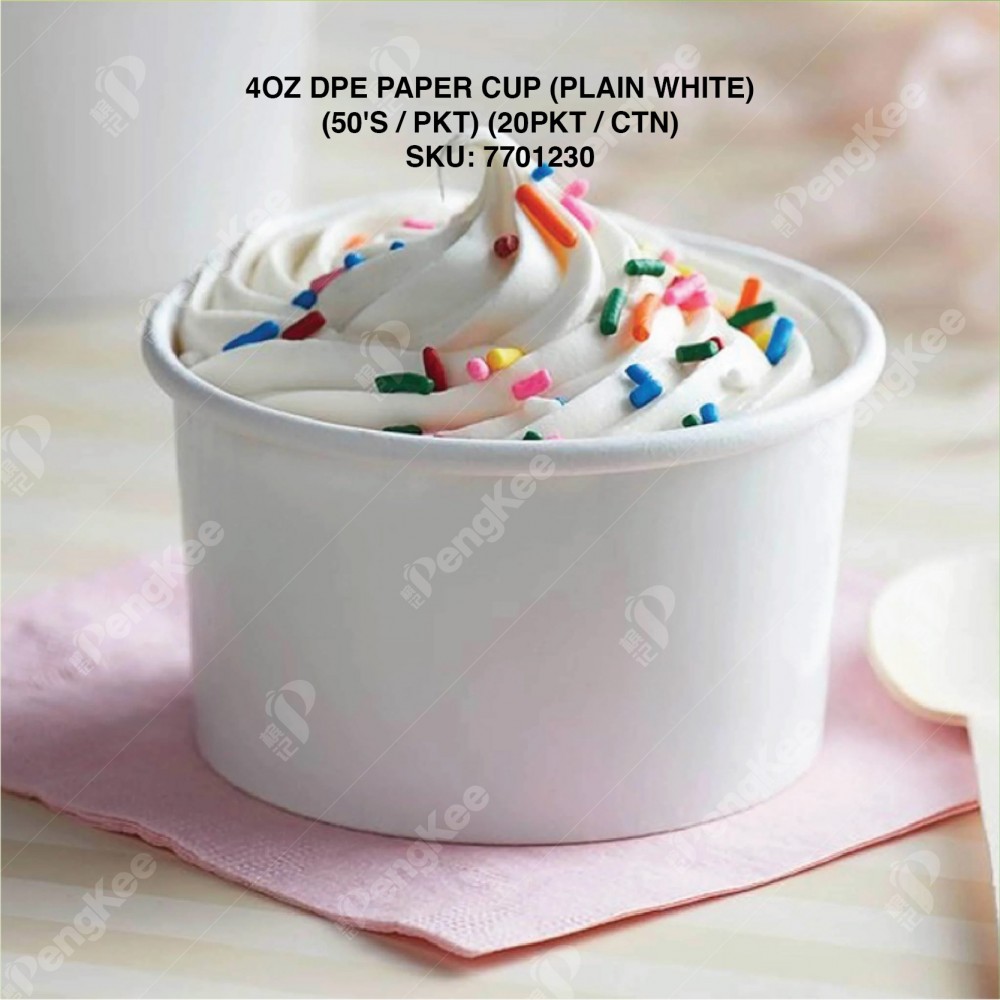 4OZ DPE PAPER CUP (PLAIN WHITE) (50'S X 20PKT/CTN) TBH