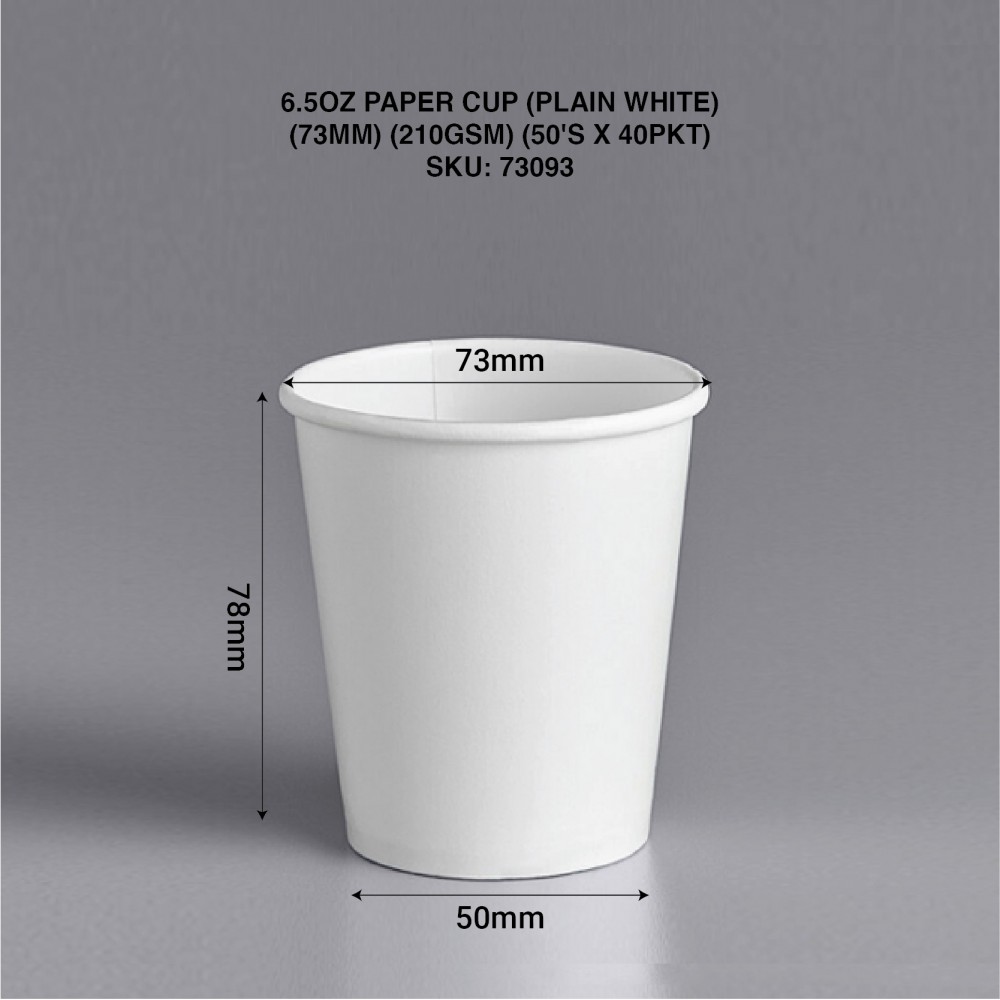 6.5OZ PAPER CUP (PLAIN WHITE) (73MM) (210GSM)