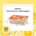 PLASTIC CONTAINER (RECTANGULAR) (+-50'S X 5PKT/CTN) cbware