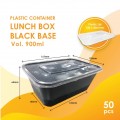 PLASTIC CONTAINER LUNCH BOX 900ML BLACK (RECTANGULAR) YA387 (CM) (50'S X 6PKT)