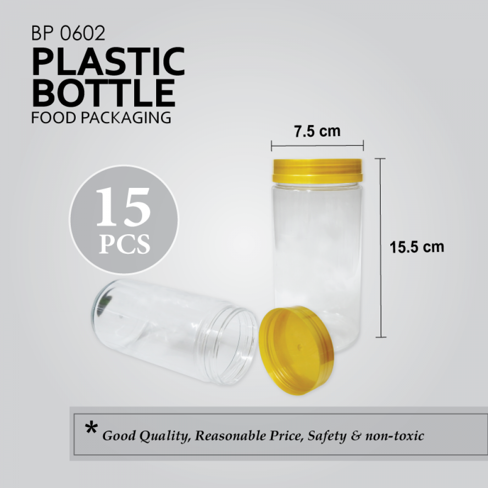 BP0602 (round 72mm) PLASTIC BOTTLE C/W SCREW LID (GOLD) (15'S) (105'S/BAG)