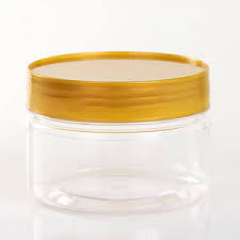 BP0302 300ml (round 96mm) PLASTIC BOTTLE C/W SCREW LID (GOLD) (12'S) (132'S/BAG)