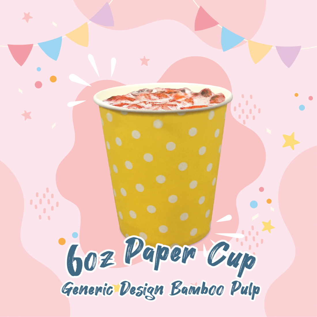 6OZ PAPER CUP GENERIC DESIGN (YELLOW DOT) (50'S)