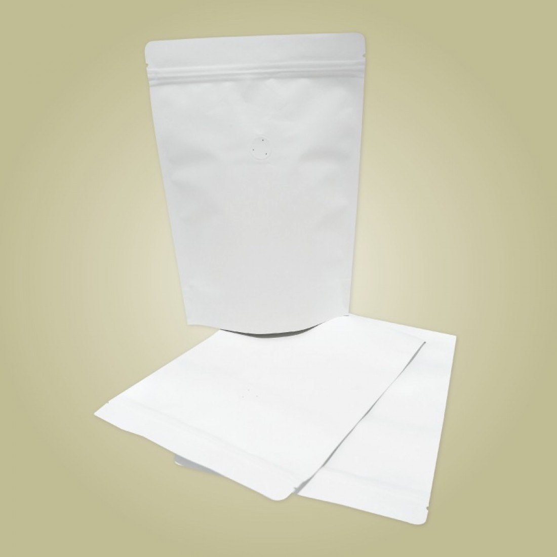 WHITE PAPER METALLIZED FOIL STAND UP ZIP LOCK COFFEE BAG W/VALVE 18CM X 26CM +4CM 白皮纸(内层铝箔膜)站立自封咖啡袋+气阀 