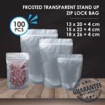 FROSTED STAND UP ZIP LOCK BAG 13CM X 20CM + 4CM (CM)(100'S/PKT)