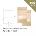 KRAFT PAPER STAND UP ZIP LOCK BAG W/(rectangular) FROSTED WINDOW 12CM X 20CM + 4CM 黄牛皮纸磨砂开窗(长方形)站立自封袋 (100'S/PKT)