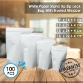 WHITE PAPER METALLIZED FOIL STAND UP ZIP LOCK BAG 18CM X 26CM + 4CM 白皮纸站立自封 (内层铝箔膜)  (100'S)