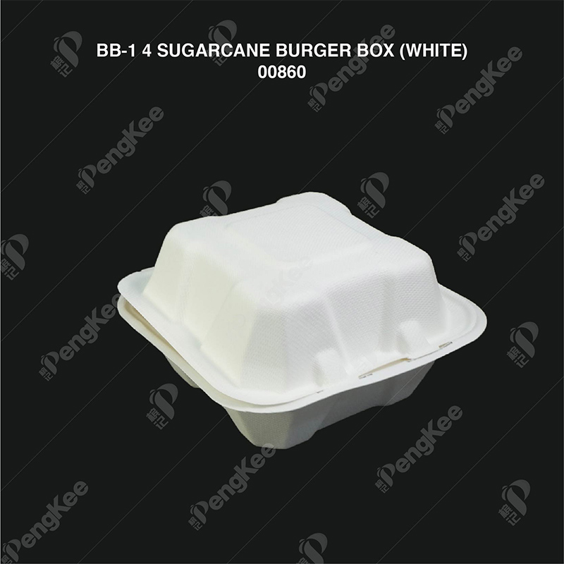 BB-1 4" SUGARCANE BURGER BOX (WHITE) 50'S X 20PKT/CTN