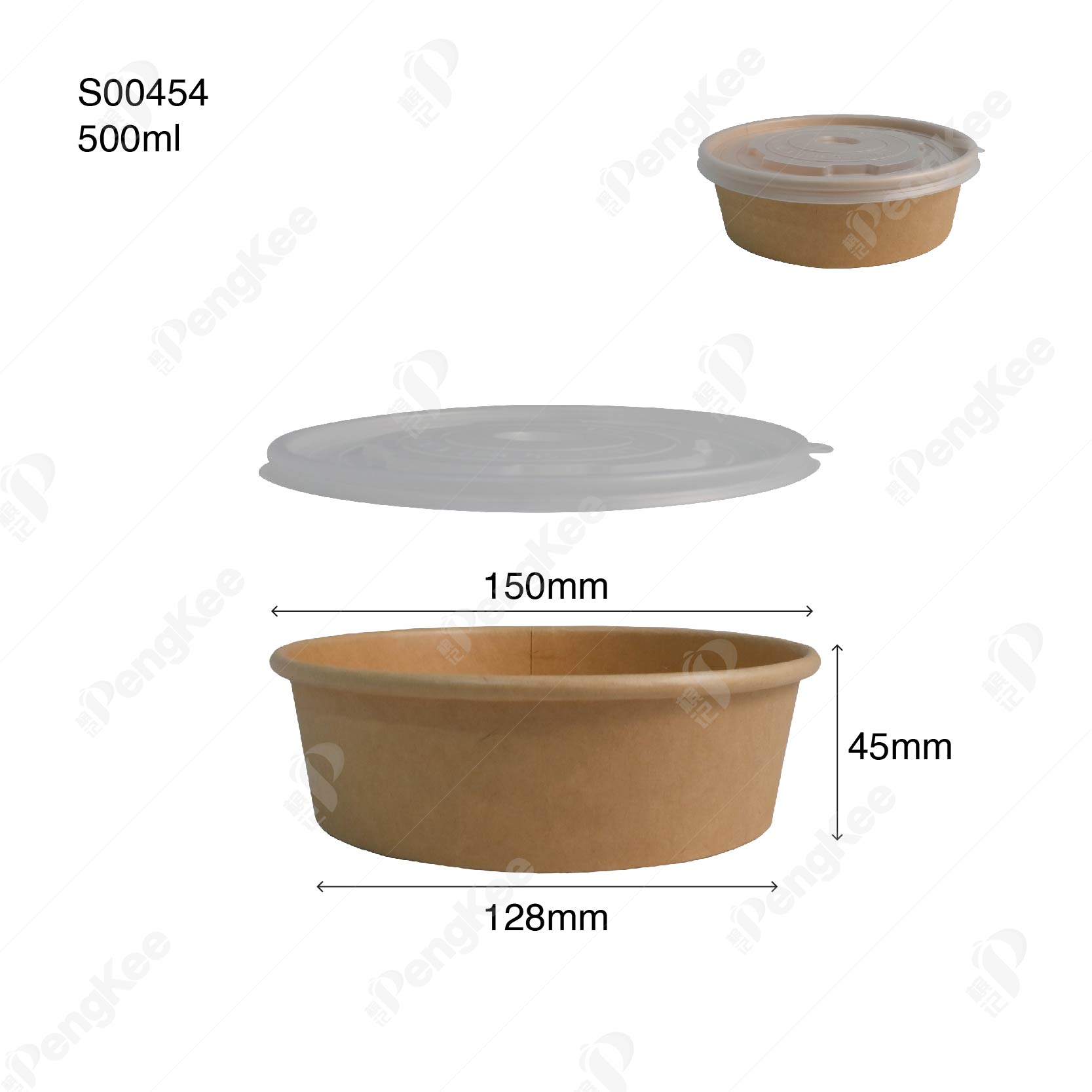 500ML PAPER SALAD BOWL +LID (CM) (50'S X 6PKT)