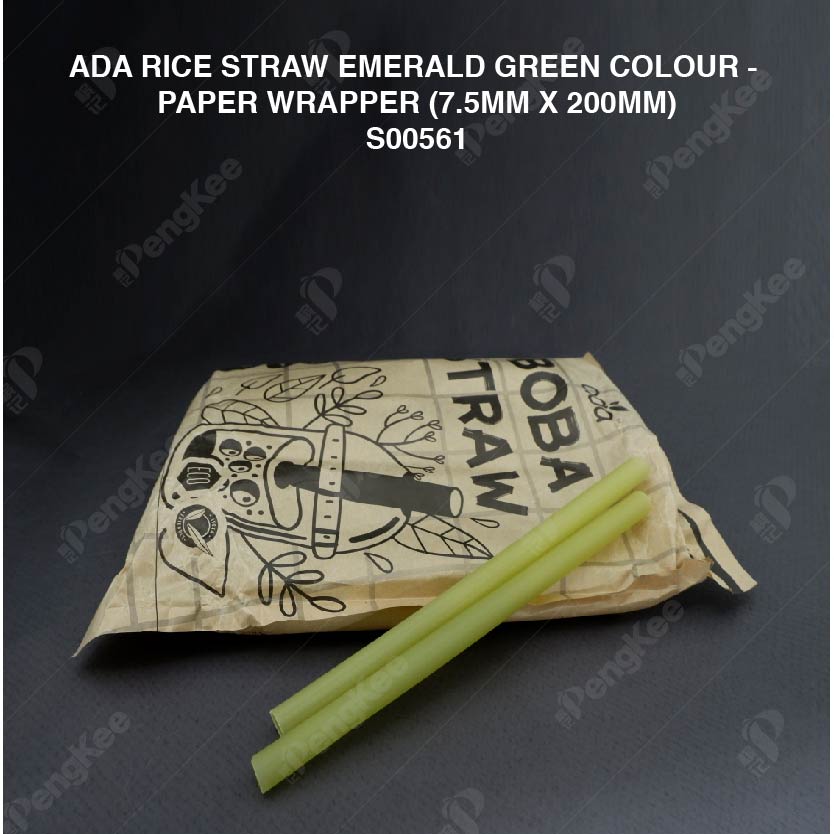 ADA RICE STRAW EMERALD GREEN COLOUR - PAPER WRAPPER (7.5MM X 200MM)(100'S/PKT)(12PKT/CTN)