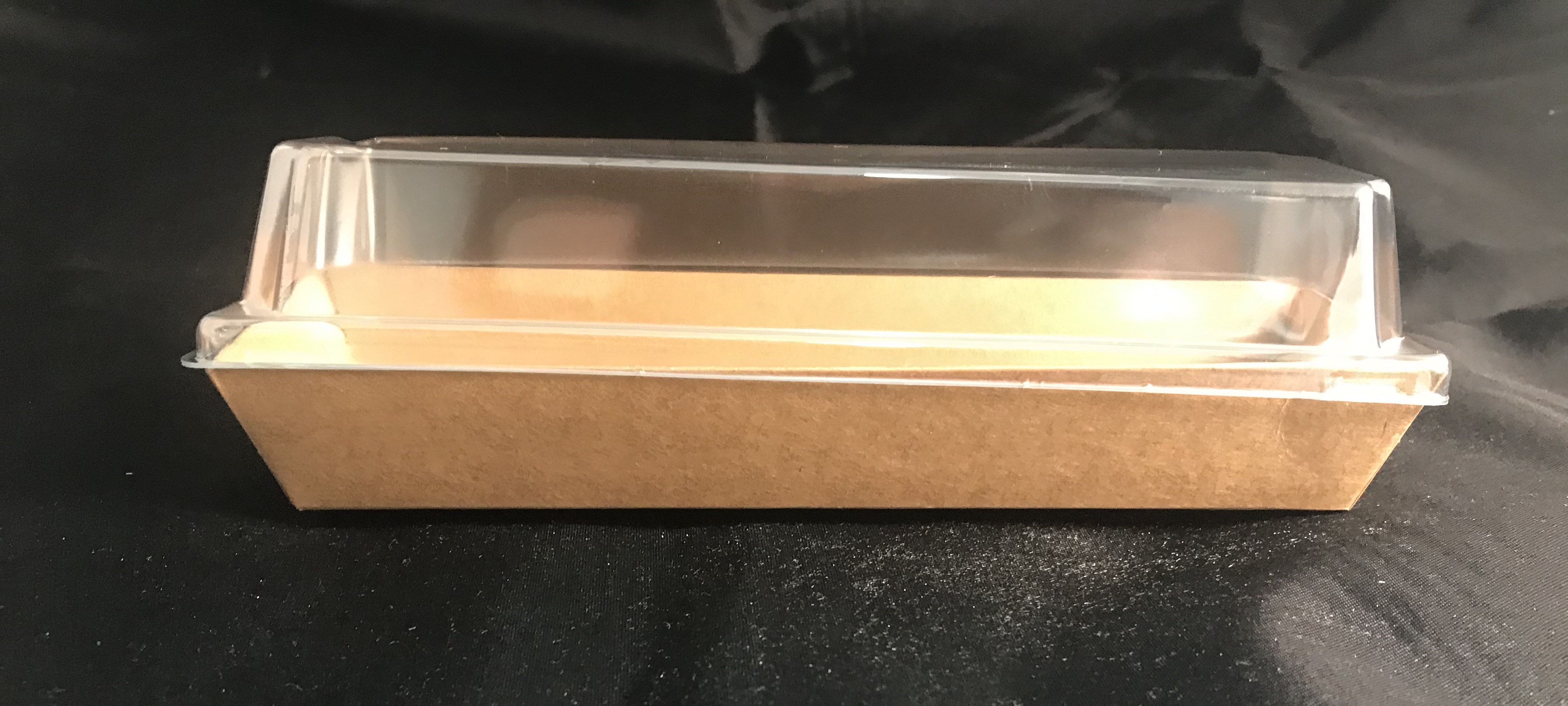 PAPER BOX WITH PLASTIC LID E03 (BROWN) (18.5CM X 5.5CM X 5CM ) (50'S)