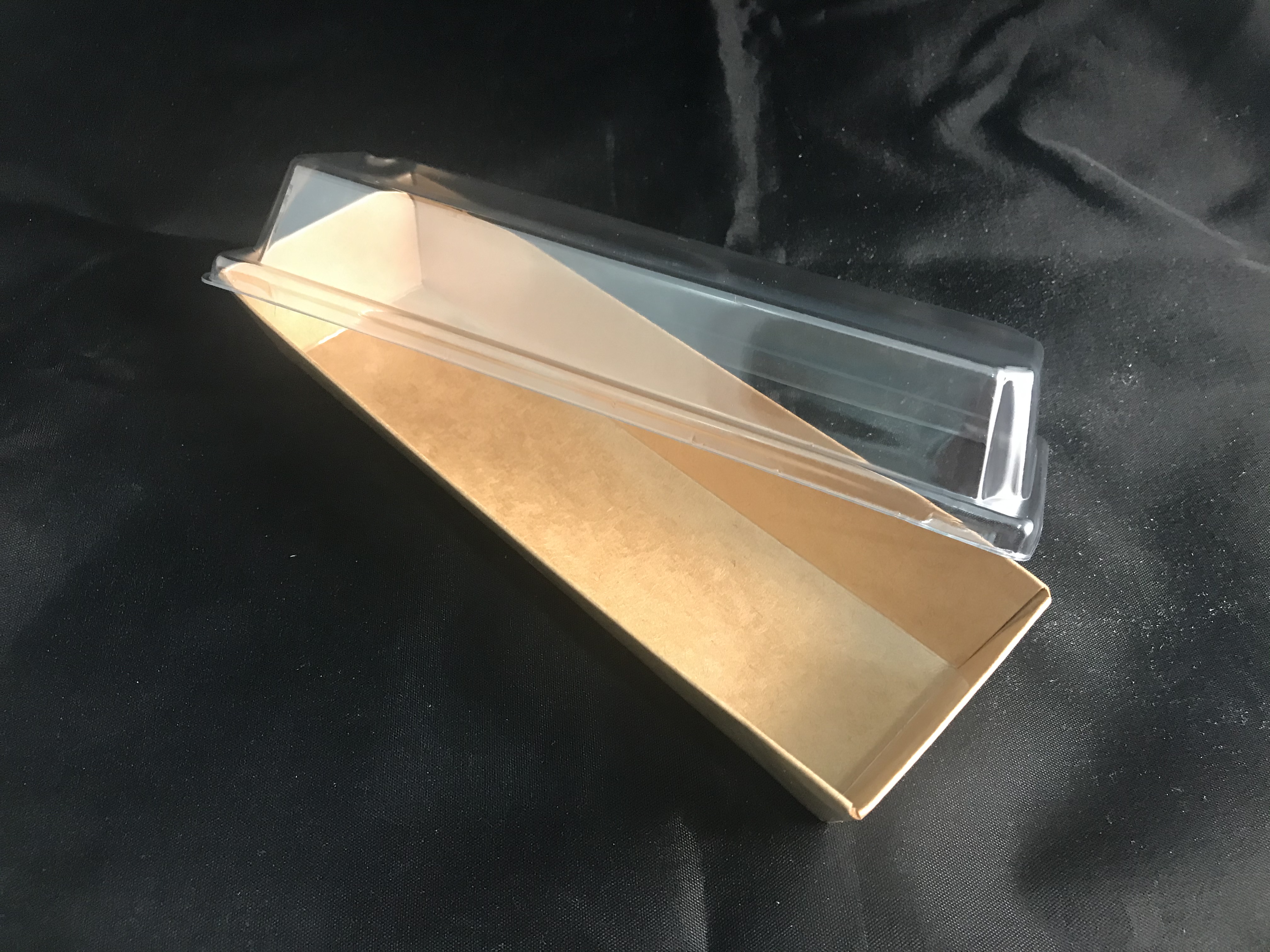 PAPER BOX WITH PLASTIC LID E03 (BROWN) (18.5CM X 5.5CM X 5CM ) (50'S)